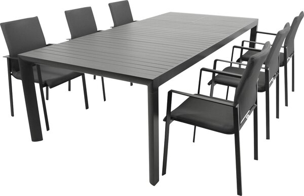 Set DEGAMO LAGOS XL da 7 pezzi, alluminio + tessuto sintetico grigio scuro