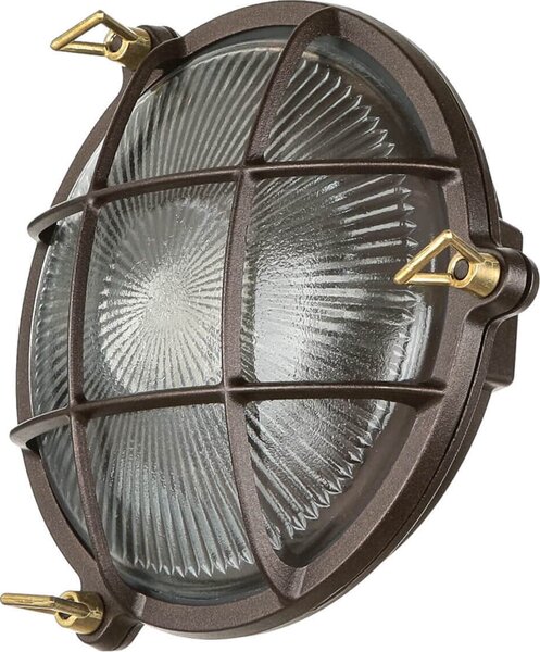 Lampada da esterno a parete IP64 E27 vetro ottone massiccio Ø 21 cm Lampada da parete marittima per cortile esterno