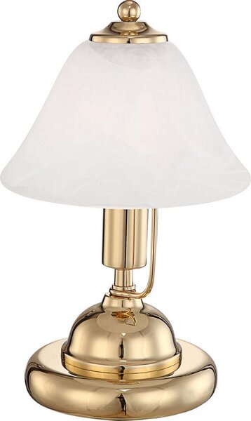 Lampada da tavolo, ottone, vetro alabastro, interruttore touch, H 27 cm