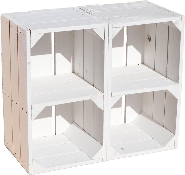 Set da 2 contenitori da scaffale "Hilde" bianchi con ripiano centrale