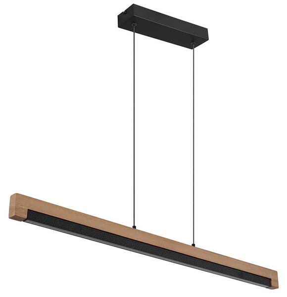 Lampada a sospensione LED, legno, alluminio, opale, nero, L 120 cm