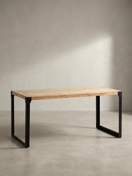 Tavolo da pranzo 180x90x76 cm in legno massello di acacia Tavolo da pranzo industriale in metallo, tavolo da cucina con gambe in metallo, tavolo in legno grande, tavolo da pranzo rettangolare