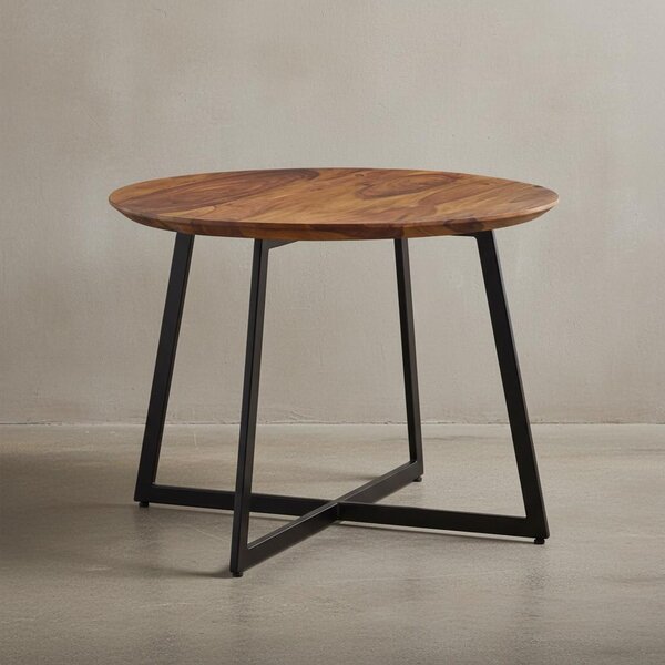 Tavolino Haim in legno massello di sheesham, rotondo, design moderno. 60x60x45 cm | Kadima Design