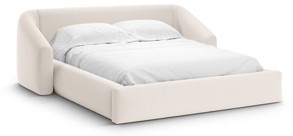Letto contenitore Campi con testiera in tessuto strutturato – 140x200 cm