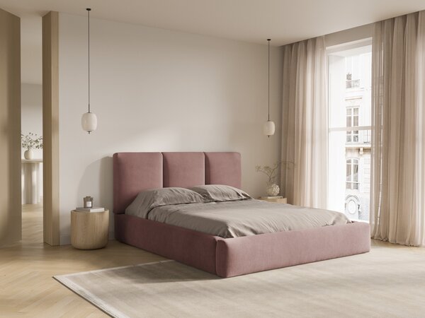 Letto contenitore Nicolas con testiera in tessuto chenille – 180x200 cm