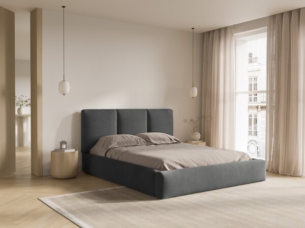 Letto contenitore Nicolas con testiera in tessuto chenille – 220x200 cm