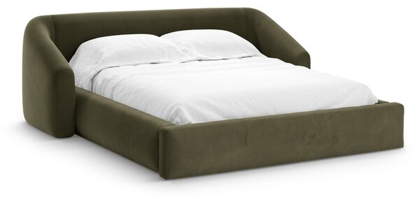 Letto contenitore Campi con testiera in velluto – 200x200 cm