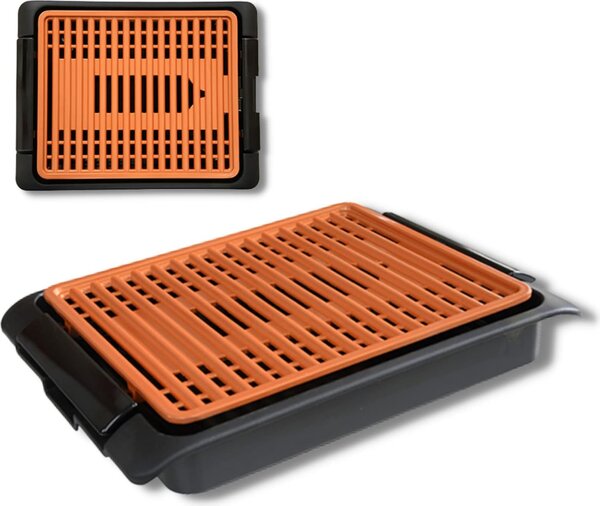 Starlyf Grill senza fumo - Griglia da tavolo da 1250 watt, con termostato removibile, rivestito in rame, lavabile in lavastoviglie