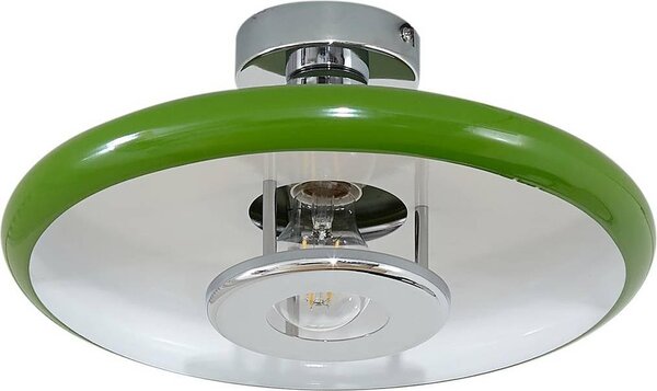 Lindby plafoniera Branford, retrò, Ø 35 cm, verde, metallo