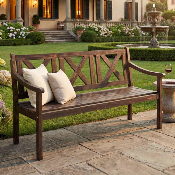 Panchina da giardino Mazara, panchina da parco, panchina in legno, 3 posti, qualità gastronomica, legno massello, 160 cm ~ marrone scuro