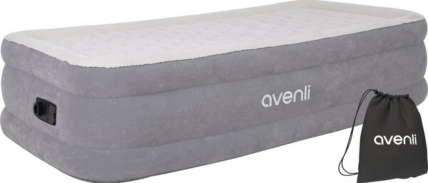 Materasso gonfiabile, dimensioni 191x99x46 cm, autogonfiante, struttura a travi, capacità fino a 100 kg, colore grigio/beige