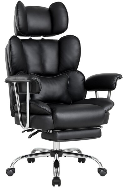 Sedia da ufficio IWMH, sedia direzionale ergonomica con bracciolo, sedia per computer regolabile in altezza con poggiatesta e poggiapiedi, sedia da scrivania per ufficio - Nero