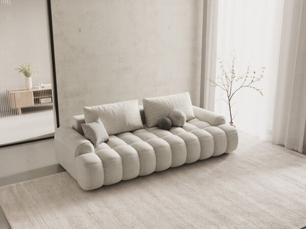 Divano letto Linz 4 posti con vano contenitore in tessuto strutturato – L250 cm