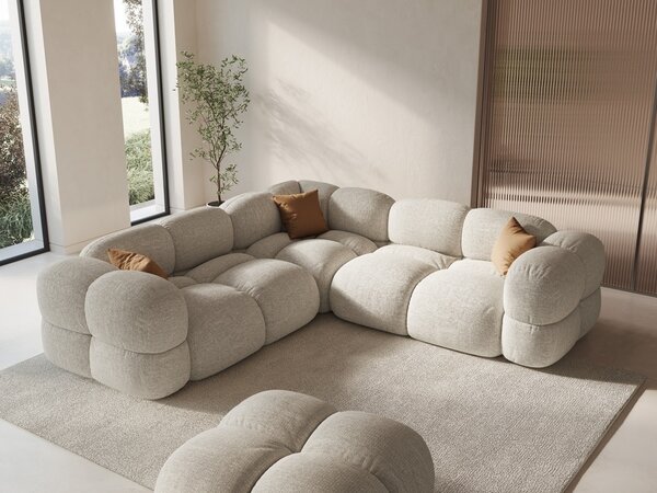 Divano angolare Loretto 4 posti in tessuto strutturato – L250x250 cm