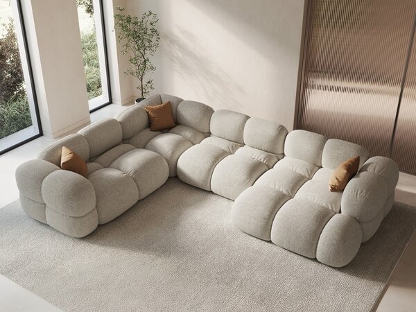 Divano angolare Loretto 5 posti in tessuto strutturato – L345x250 cm