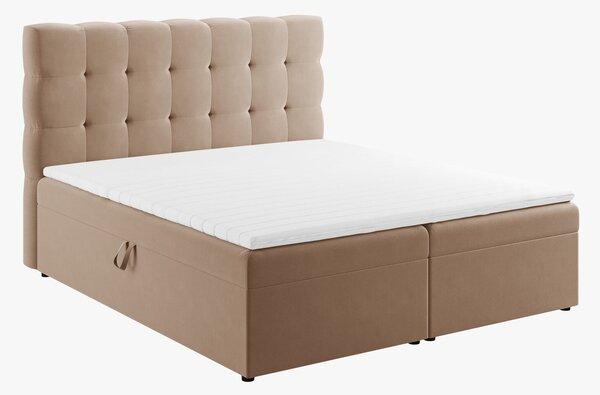 Letto boxspring Mamaia in velluto Bluvel con contenitore e testiera – 160×200 cm