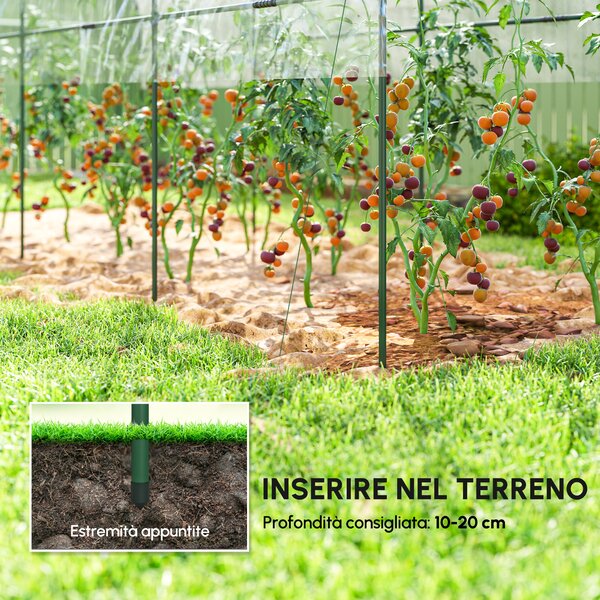 Outsunny Serra da giardino serra a pomodori 4 archi in acciaio copertura in PVC 4 x 1,23 x 1,71 m verde