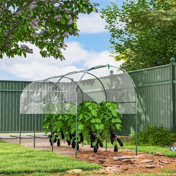 Outsunny Serra da giardino serra a pomodori 4 archi in acciaio copertura in PVC 4 x 1,23 x 1,71 m verde