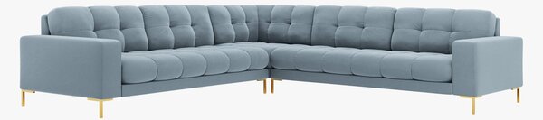 Divano angolare simmetrico Mamaia in velluto Bluvel gambe oro – L256 cm
