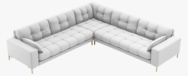 Divano angolare simmetrico Mamaia in tessuto Bouclé gambe oro – L256 cm