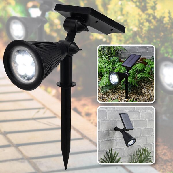 Set da 2 faretti da giardino a energia solare con picchetto - Faretti da giardino resistenti alle intemperie (IP44), 200 lumen - Ideali per mettere in risalto piante e vialetti