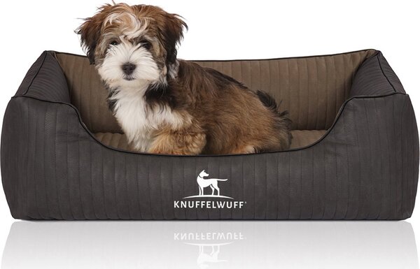 Cuccia per cani Memory Outback in ecopelle trapuntata al laser, colore nero-taupe