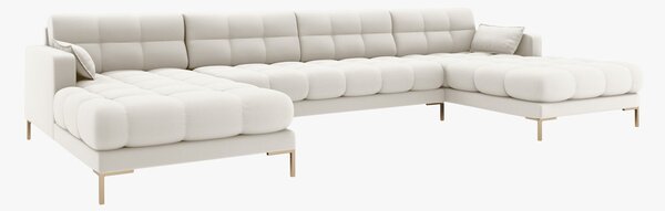 Divano angolare Mamaia 6 posti in velluto Bluvel gambe oro – L383 cm