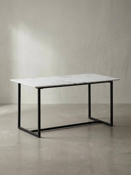 Tavolo da pranzo 200x90x76 cm Tavolo da cucina bianco effetto marmo Moderno, Tavolo da pranzo grande, Tavolo da pranzo rettangolare, Tavolo da pranzo con gambe in metallo
