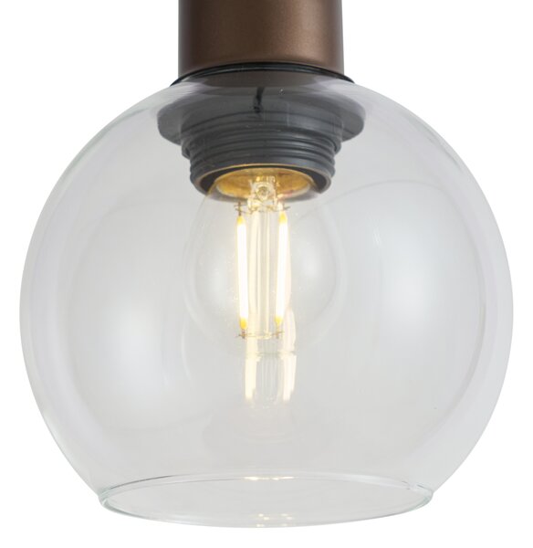 Lampada a sospensione moderna bronzo con vetro trasparente per sistema a binario monofase - Iconic Lava