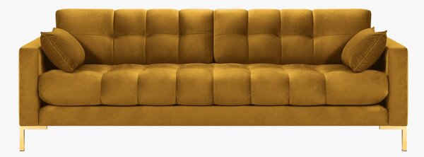 Divano 4 posti Mamaia in velluto Bluvel gambe oro – L217 cm