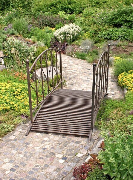 Ponte da giardino DUKONO, con ringhiera; in acciaio, aspetto acciaio inox, smontato