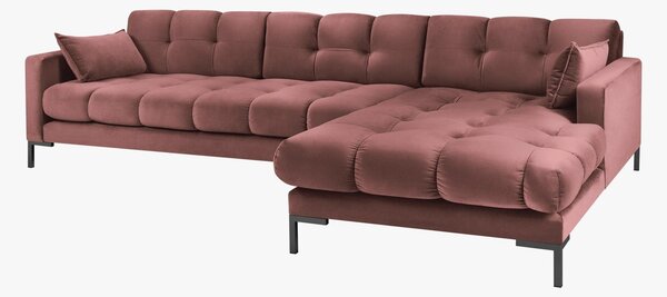 Divano angolare 5 posti in velluto Bluvel gambe nere - L293 cm