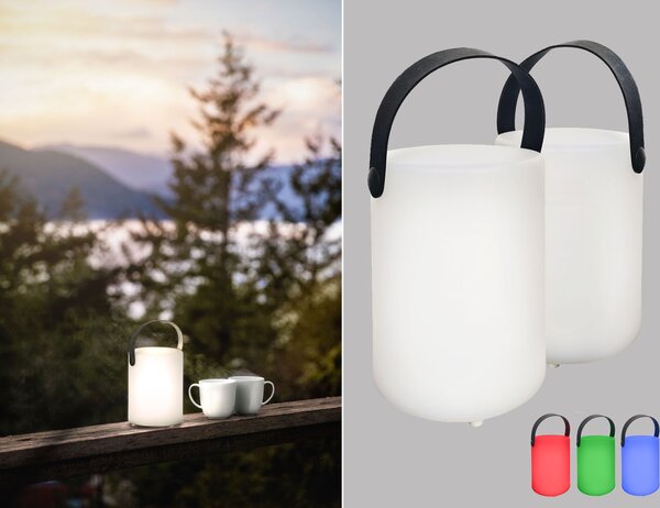 FHL Ciro LED, confezione da 2 lampade da esterno a batteria, 0,7 W, controllo dei colori RGB, dimmerabile + telecomando, IP44 850231