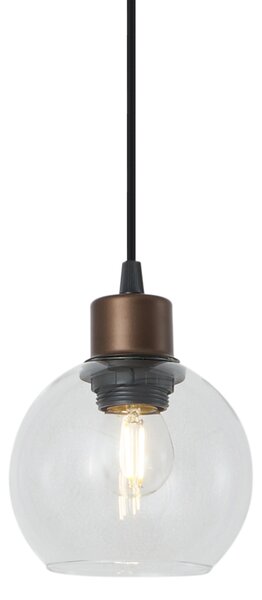 Lampada a sospensione moderna bronzo con vetro trasparente per sistema a binario monofase - Iconic Lava