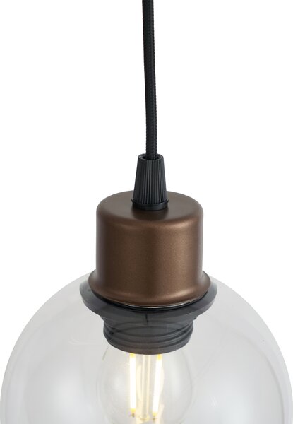 Lampada a sospensione moderna bronzo con vetro trasparente per sistema a binario monofase - Iconic Lava