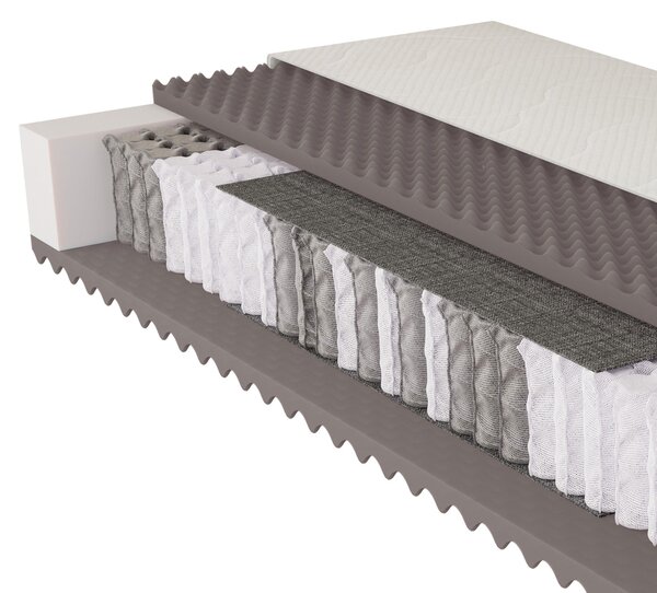 Materasso BeCo 5 stelle TFK / 90 x 200 cm / H2 / materasso con anima a molle insacchettate a botte / 29 cm / valutato "molto buono" dai clienti / sensazione di molle insacchettate