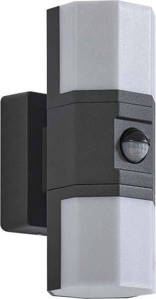 Lindby Lampada da parete per esterni a LED Alaric, alluminio, antracite, sensore