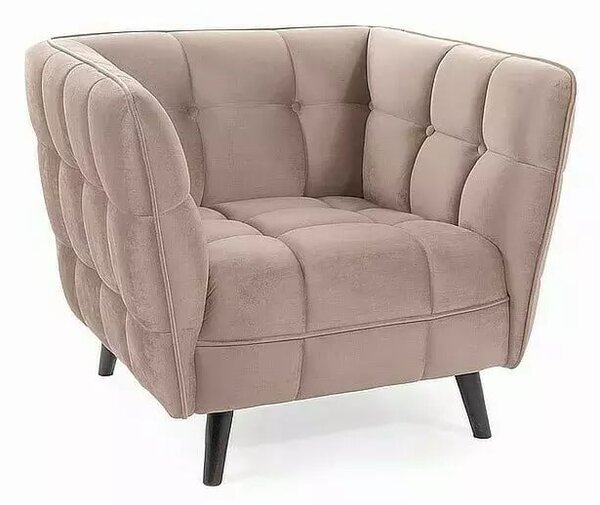 Poltrona Castello 1 in velluto beige - Blu28/wenge