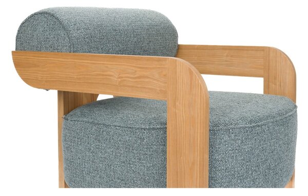 Poltrona blu polveroso con rivestimento in bouclé Oolong – Zuiver