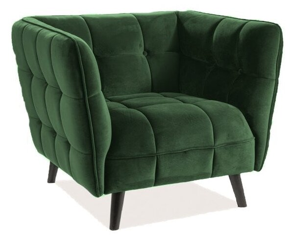 Poltrona Castello 1 in velluto verde - Blu78/wenge