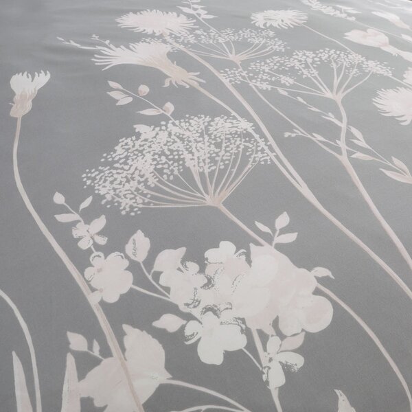 Set copripiumino e federa grigio per letto singolo 135x200 cm Meadowsweet Floral – Catherine Lansfield