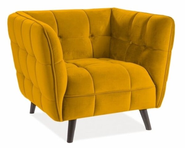 Poltrona Castello 1 velluto curry - Blu68/wenge