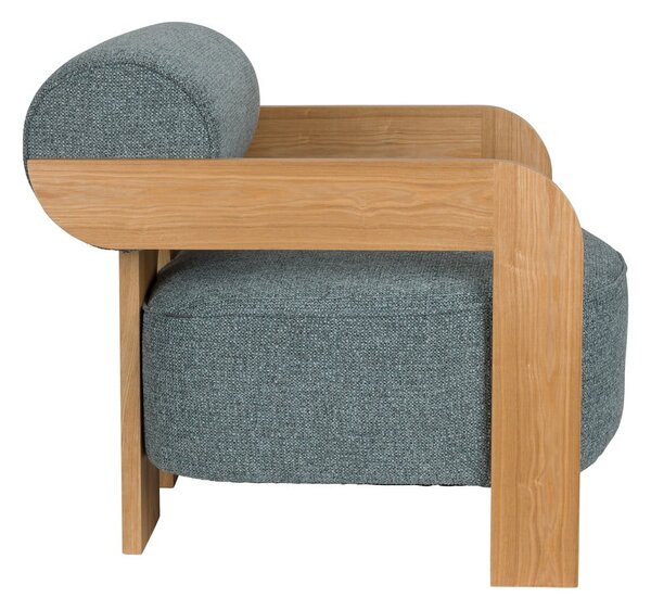 Poltrona blu polveroso con rivestimento in bouclé Oolong – Zuiver