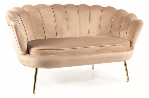 Divano Camelia 2 in velluto beige - Blu28/oro