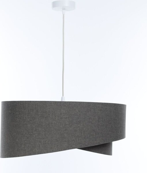 Lampada a sospensione Tessuto E27 P: 40 cm H: max. 90 cm Bianco Grigio rotondo Lampada a sospensione moderna