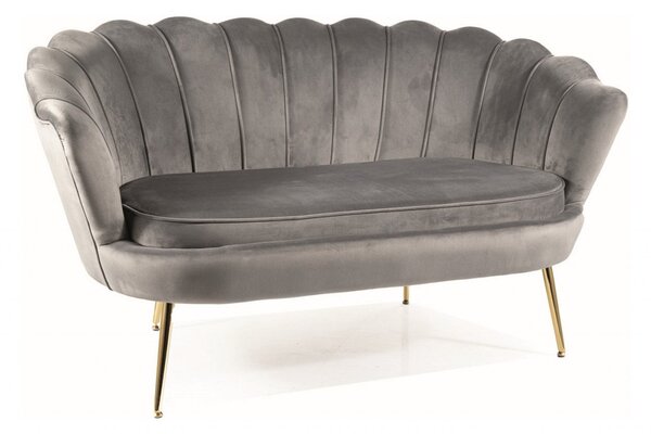 Divano Camelia 2 in velluto grigio - Blu14/oro