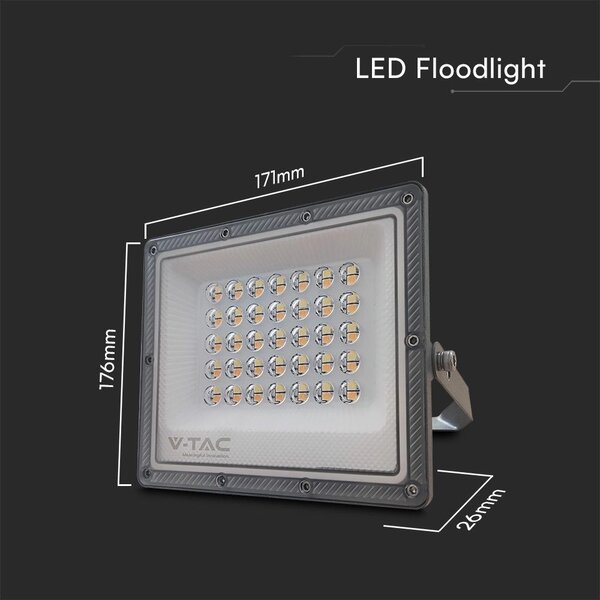Faro proiettore Led 30W Grigio da esterno IP65 CCT temperatura colore regolabile V-TAC