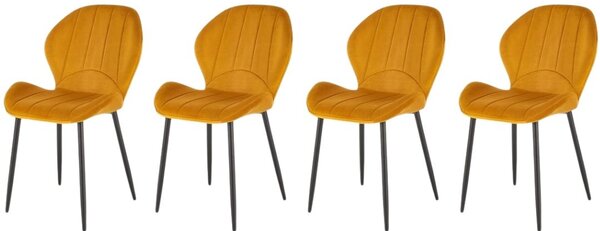 Set di 4 sedie K538 in velluto senape