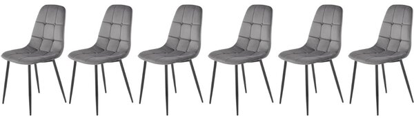Set di 6 sedie K417 in velluto grigio