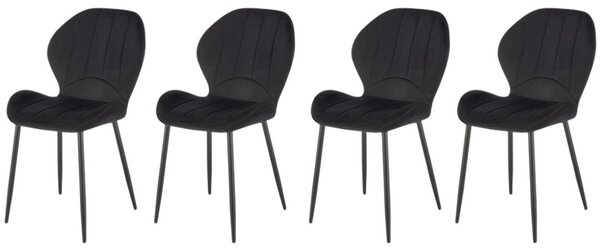 Set di 4 sedie K538 in velluto nero